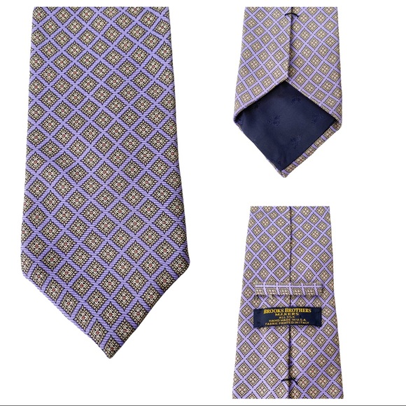 Brooks Brothers Italian Silk Tie Purple Print Mens - Picture 1 of 7